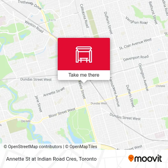 Annette St at Indian Road Cres map