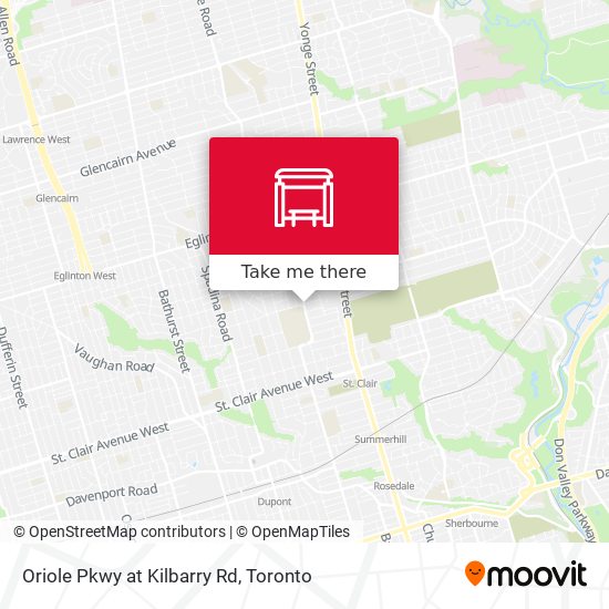Oriole Pkwy at Kilbarry Rd map