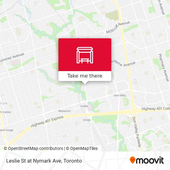 Leslie St at Nymark Ave map
