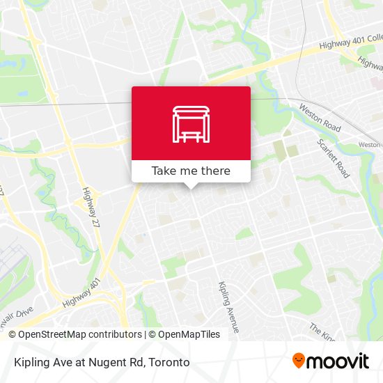 Kipling Ave at Nugent Rd map