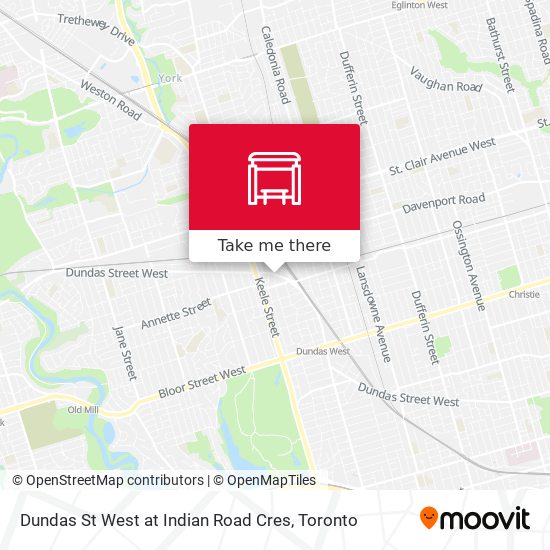 Dundas St West at Indian Road Cres map