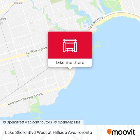 Lake Shore Blvd West at Hillside Ave map
