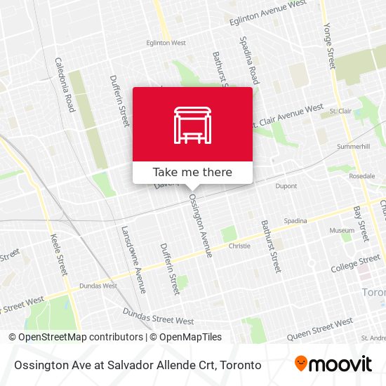 Ossington Ave at Salvador Allende Crt map