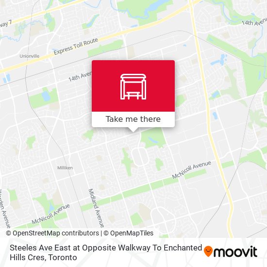 Steeles Ave East at Opposite Walkway To Enchanted Hills Cres map
