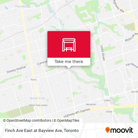 Finch Ave East at Bayview Ave map