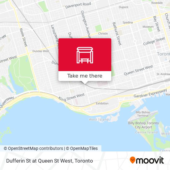 Dufferin St at Queen St West map