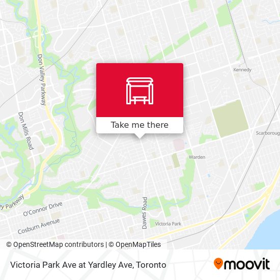 Victoria Park Ave at Yardley Ave map