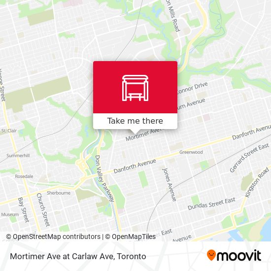 Mortimer Ave at Carlaw Ave map
