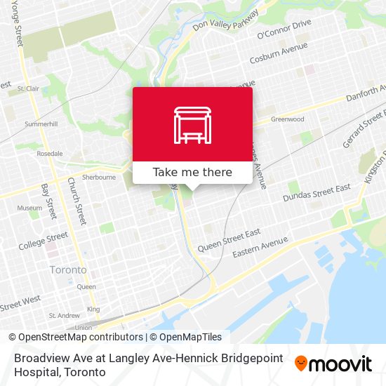 Broadview Ave at Langley Ave-Hennick Bridgepoint Hospital map