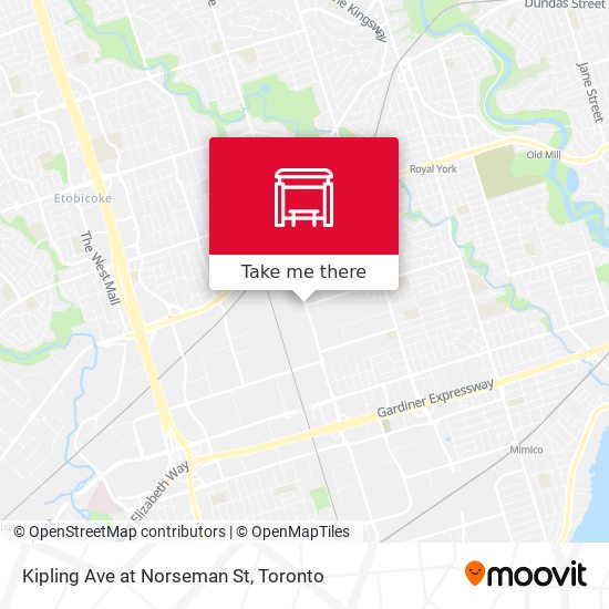 Kipling Ave at Norseman St map