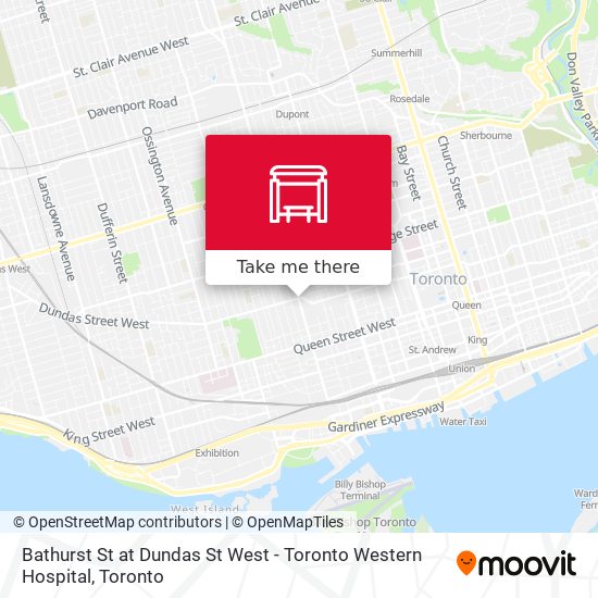 Bathurst St at Dundas St West - Toronto Western Hospital map