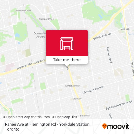 Ranee Ave at Flemington Rd - Yorkdale Station map