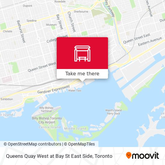 Queens Quay West at Bay St East Side map