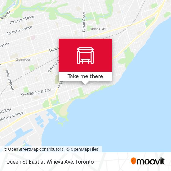 Queen St East at Wineva Ave map