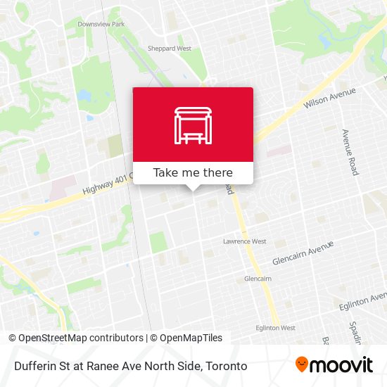 Dufferin St at Ranee Ave North Side map