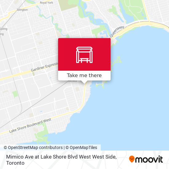 Mimico Ave at Lake Shore Blvd West West Side map