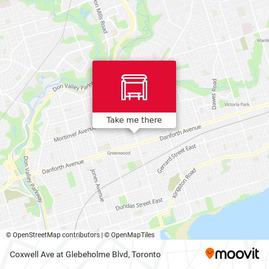 Coxwell Ave at Glebeholme Blvd map