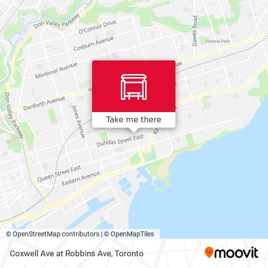 Coxwell Ave at Robbins Ave map