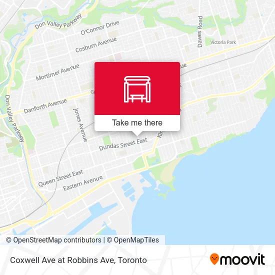 Coxwell Ave at Robbins Ave map