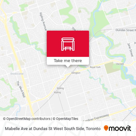 Mabelle Ave at Dundas St West South Side map