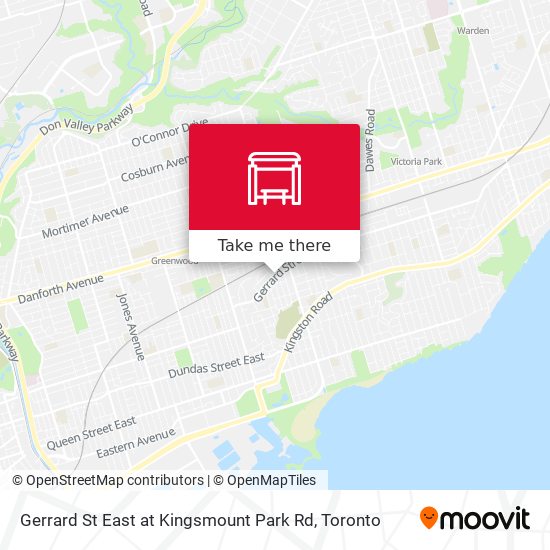 Gerrard St East at Kingsmount Park Rd map