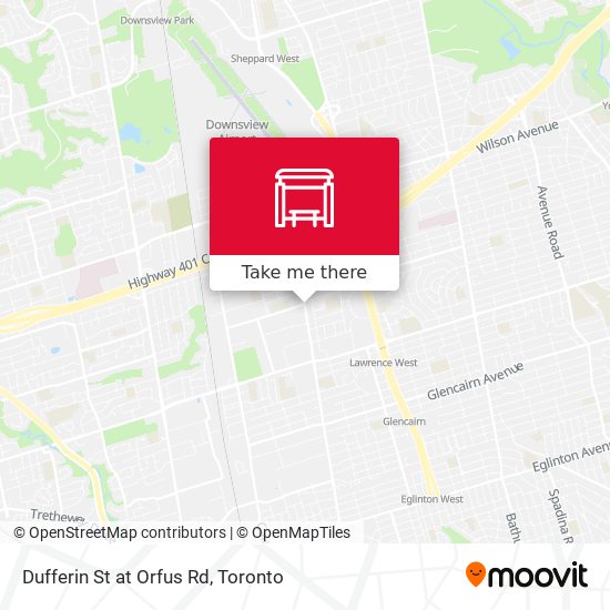 Dufferin St at Orfus Rd map