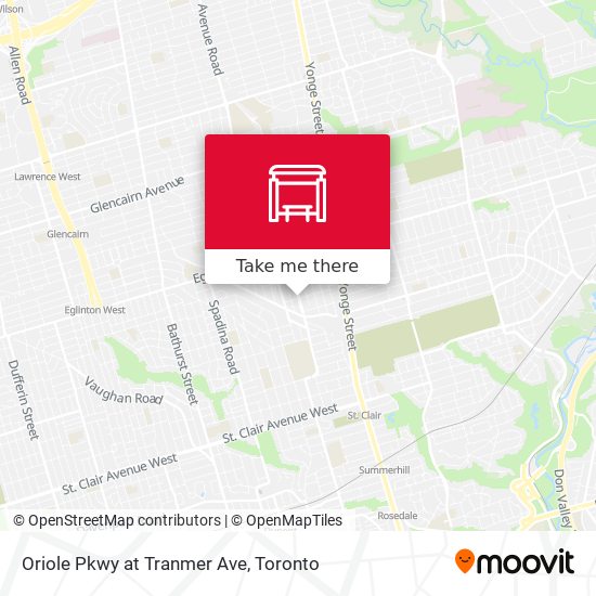 Oriole Pkwy at Tranmer Ave map