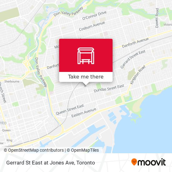 Gerrard St East at Jones Ave map