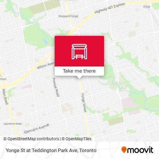 Yonge St at Teddington Park Ave map