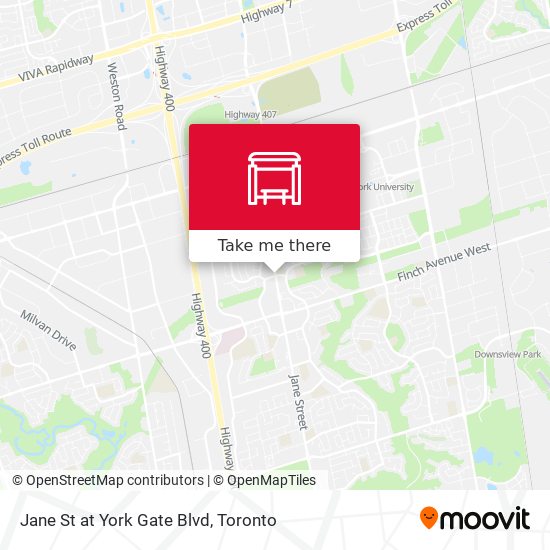 Jane St at York Gate Blvd map