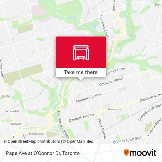 Pape Ave at O'Connor Dr map