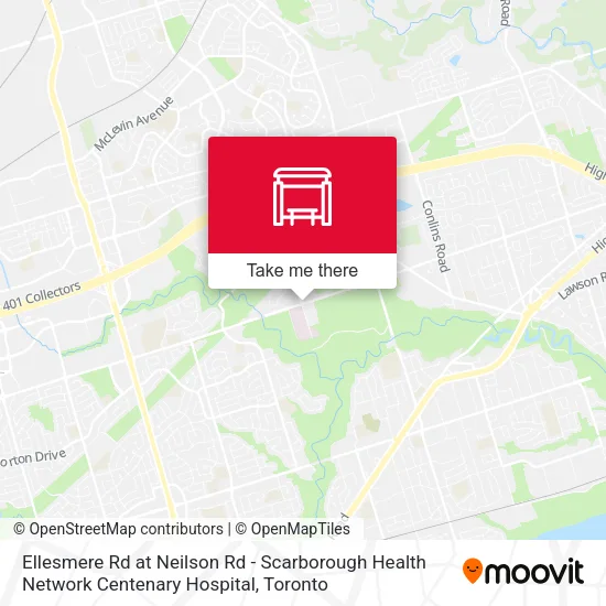 Ellesmere Rd at Neilson Rd - Scarborough Health Network Centenary Hospital map