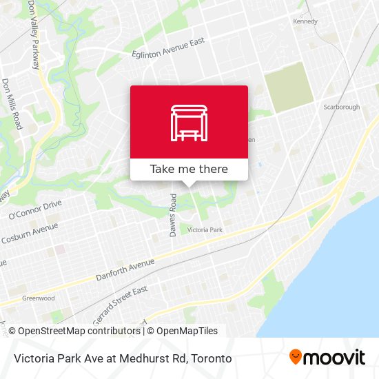 Victoria Park Ave at Medhurst Rd map