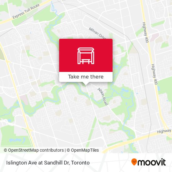 Islington Ave at Sandhill Dr map
