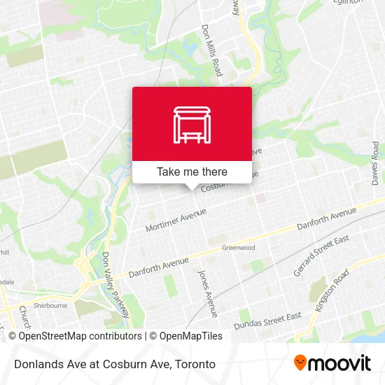 Donlands Ave at Cosburn Ave map
