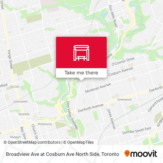 Broadview Ave at Cosburn Ave North Side map