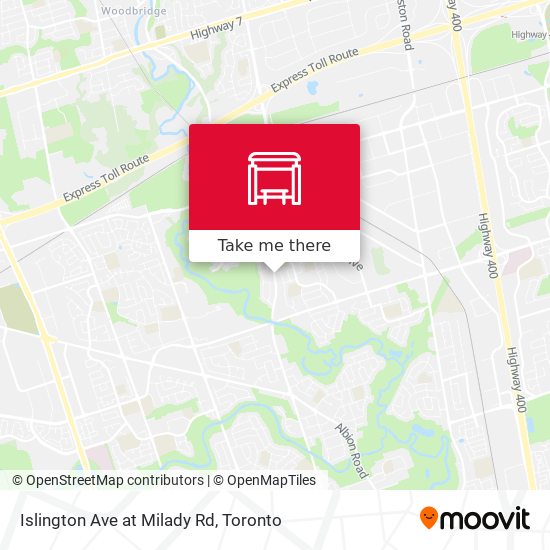 Islington Ave at Milady Rd map