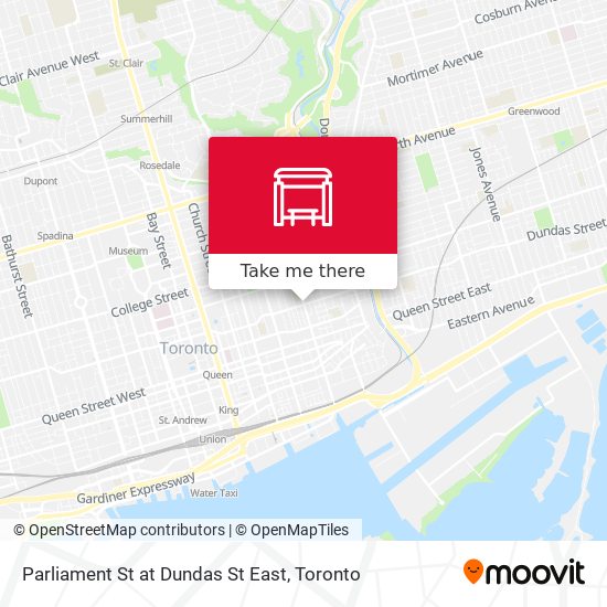 Parliament St at Dundas St East map