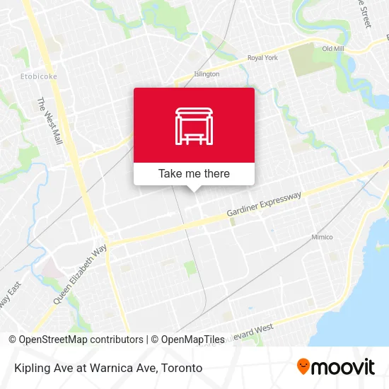 Kipling Ave at Warnica Ave map