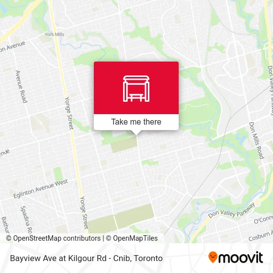 Bayview Ave at Kilgour Rd - Cnib map