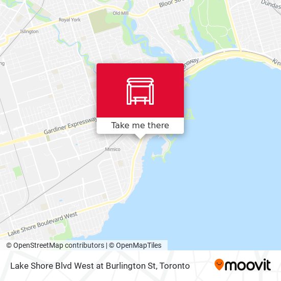 Lake Shore Blvd West at Burlington St map