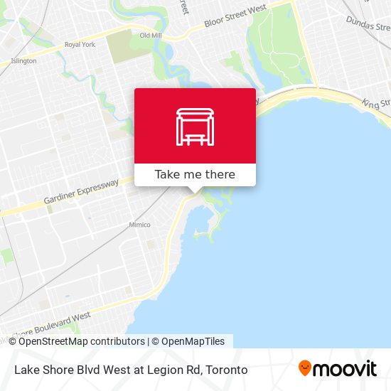 Lake Shore Blvd West at Legion Rd map