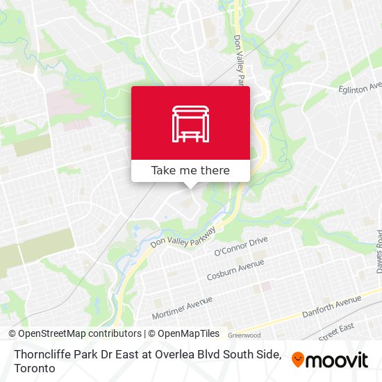 Thorncliffe Park Dr East at Overlea Blvd South Side map