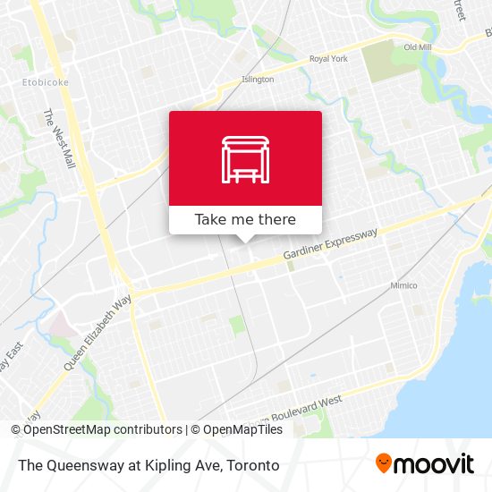 The Queensway at Kipling Ave map