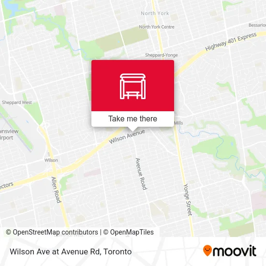 Wilson Ave at Avenue Rd map
