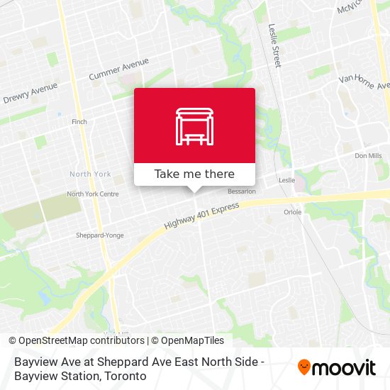 Bayview Ave at Sheppard Ave East North Side - Bayview Station map
