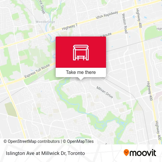 Islington Ave at Millwick Dr map