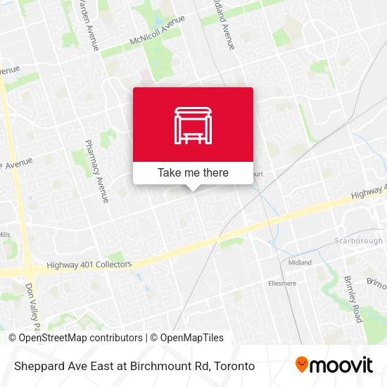 Sheppard Ave East at Birchmount Rd map