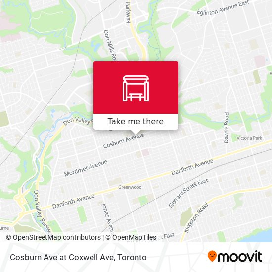 Cosburn Ave at Coxwell Ave map