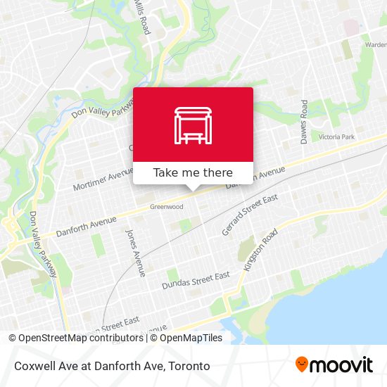 Coxwell Ave at Danforth Ave map